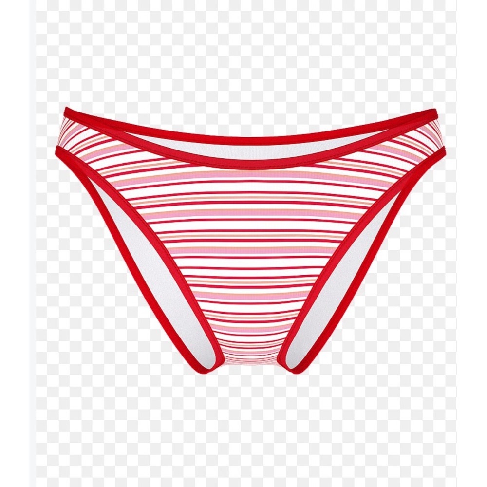 Victoria's Secret PINK Golden Hour Rib Cheeky Bikini Bottom Red Pink Striped S